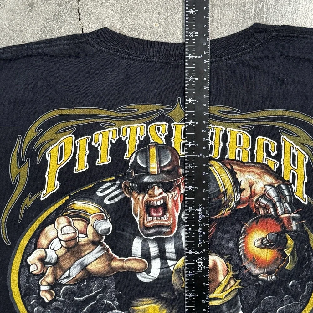 Vintage Pittsburgh Steelers Big Player NFL Football Logo Flag T Shirt 2XL